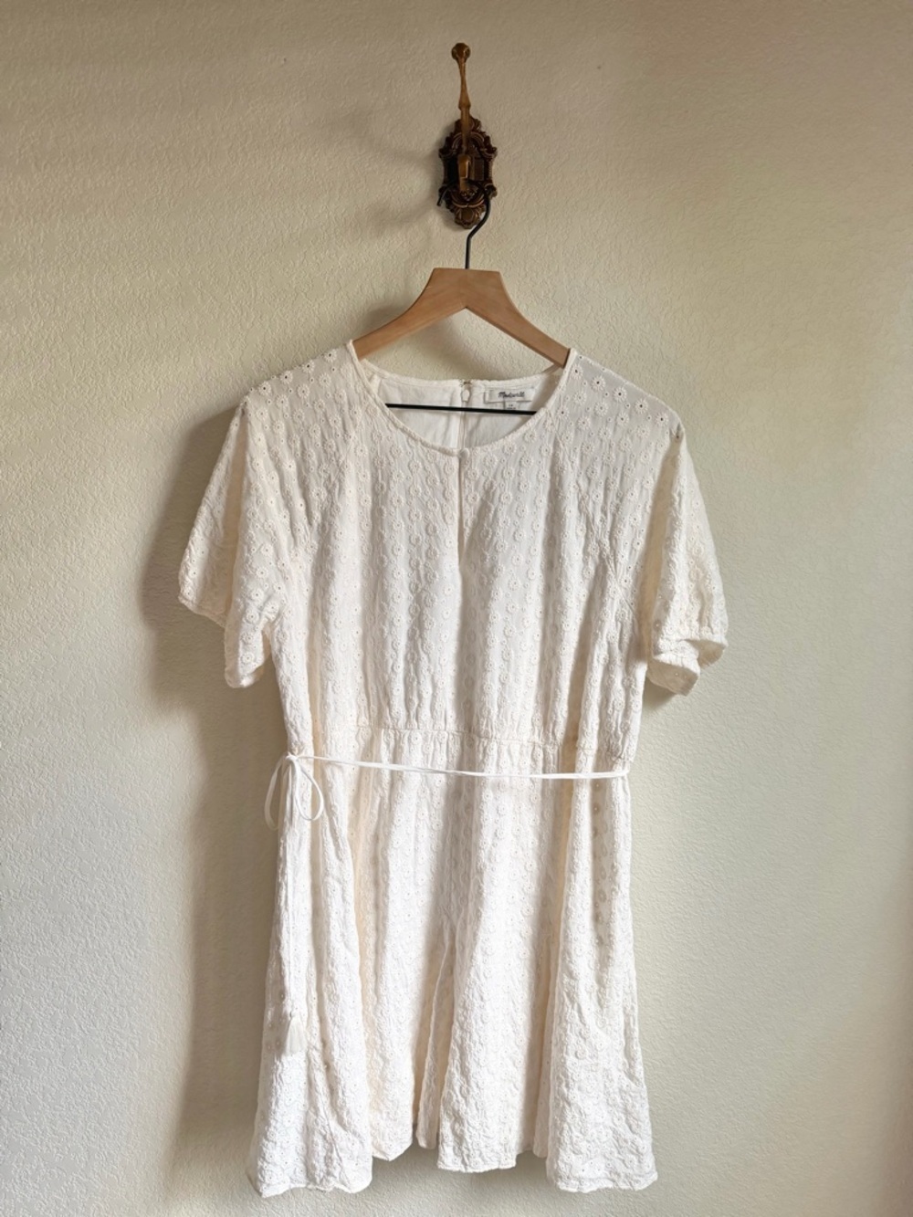 Madewell Cream Eyelet Tie-Front Dress